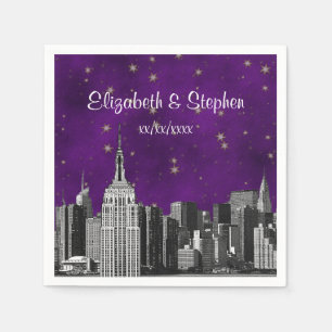 Guardanapo De Papel NYC ESB Skyline Etch Purple Starry Casamento