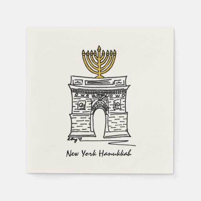 Guardanapo De Papel NYC Hanukkah Washington Square Arch Menorah (Frente)