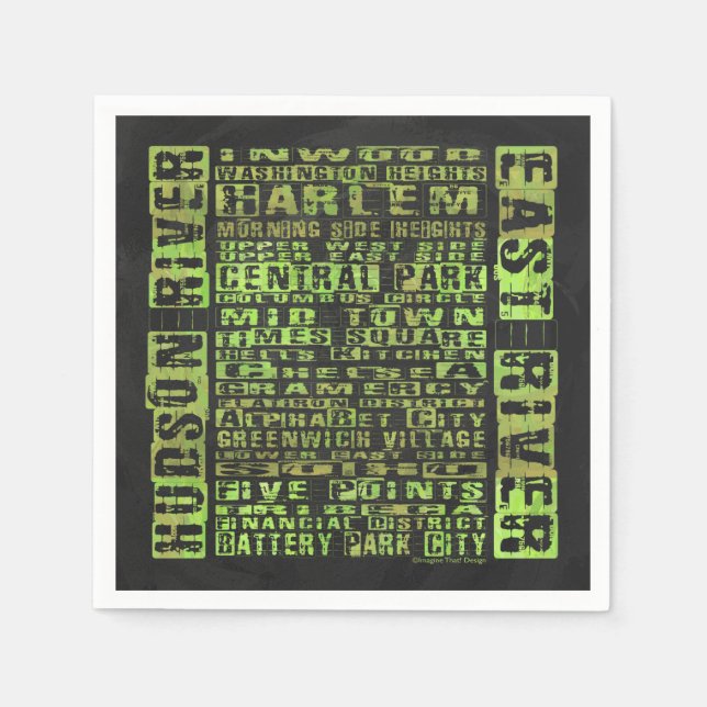 Guardanapo De Papel NYC Neighborods Green (Frente)