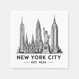 Guardanapo De Papel NYC Skyline Illustration with Statue of Liberty