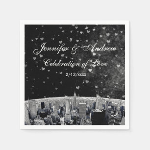 Guardanapo De Papel NYC Skyline nº 2 Black White Heart Weding