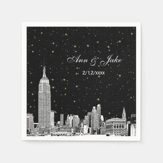 Guardanapo De Papel NYC Skyline Starry DIY BG Casamento (Frente)