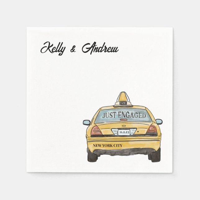 Guardanapo De Papel NYC Taxi noivado Cocktail Napkins (Frente)
