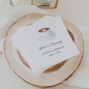 Guardanapo De Papel O Amor Com A Taça Do Café É Chá de casamento De Cr