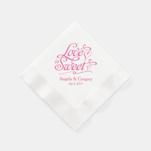 Guardanapo De Papel O amor cor-de-rosa é casamento doce do bufete da