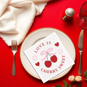 Guardanapo De Papel O Amor É Doce como Cereja Chá de Noiva