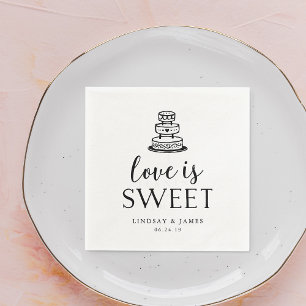 Guardanapo De Papel O amor é doce   Corte De Bolo De Casamento
