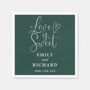 Guardanapo De Papel O Amor é Doce Elegante Moderno Verde Esmeralda Cas