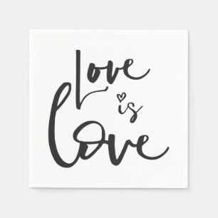Guardanapo De Papel O AMOR É tipografia rotulada da mão preta do AMO