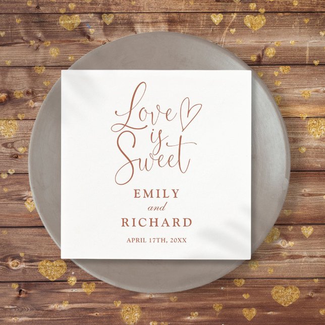 Guardanapo De Papel O Amor É Um Bom E Legante Casamento De Terracotta (Love Is Sweet Elegant Modern Terracotta Wedding Napkins)