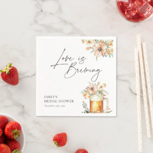 Guardanapo De Papel O Amor Está Cozinhando Chás Florais Chá de Noiva