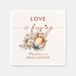 Guardanapo De Papel O Amor Está Fazendo Chá de Noiva Floral de Café
