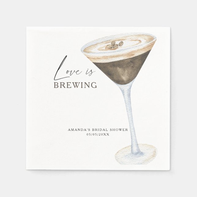 Guardanapo De Papel O amor está fervendo Espresso Martini Chá de noiva (Frente)
