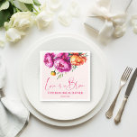 Guardanapo De Papel O amor está no chá de panela florescente de flor r<br><div class="desc">O amor está no pessegueiro magenta cor-de-rosa pantaneira elegante monograma chá de panela de modelo impresso,  cores arrojadas vibrantes,  tipografia casual moderna decor personalizado de mesa chá de panela</div>