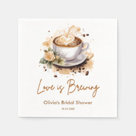 Guardanapo De Papel O Amor Floral Está Cozinhando Chá de Noiva de Café