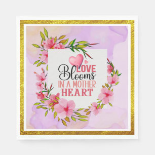 Guardanapo De Papel O Amor Floresce no Coração de uma Mãe Floral Ros