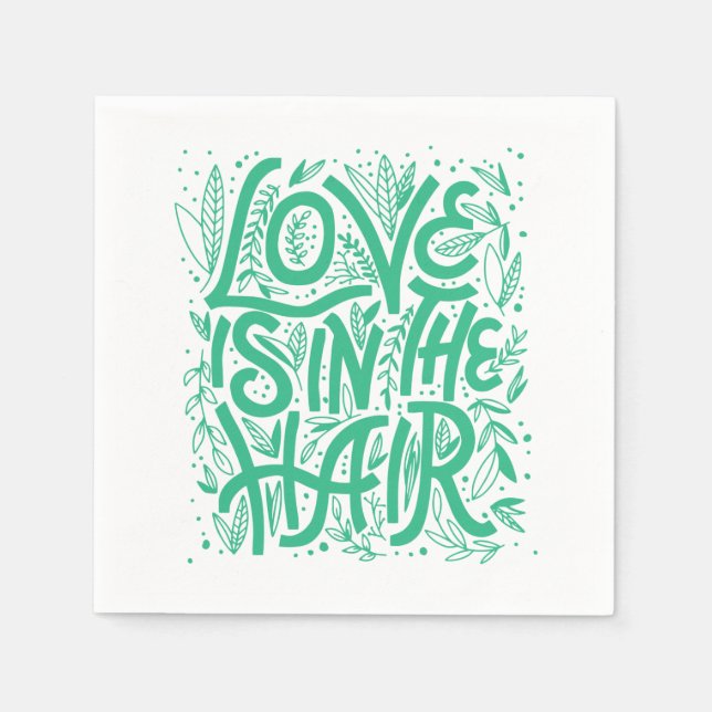 Guardanapo De Papel O Amor Verde Está No Cabelo (Frente)