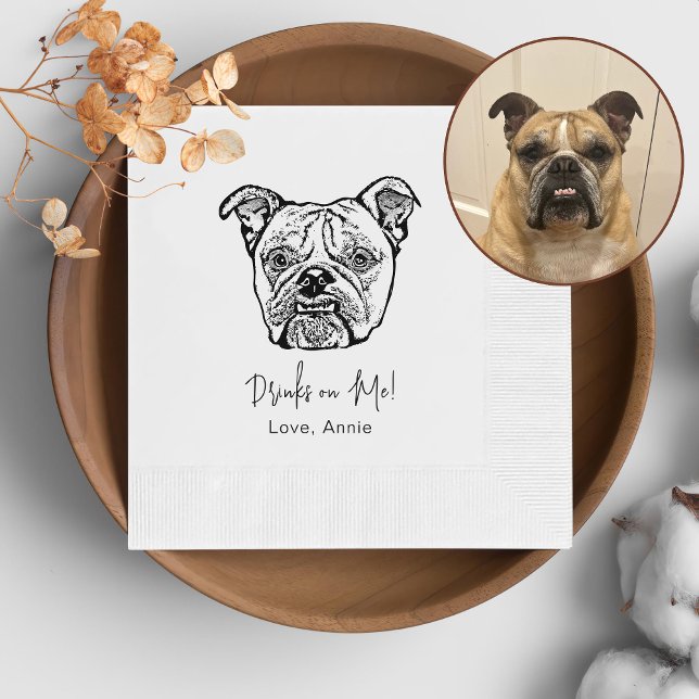 Guardanapo De Papel O Antigo Bulldog Inglês Personalizou Beber Em Mim (Criador carregado)