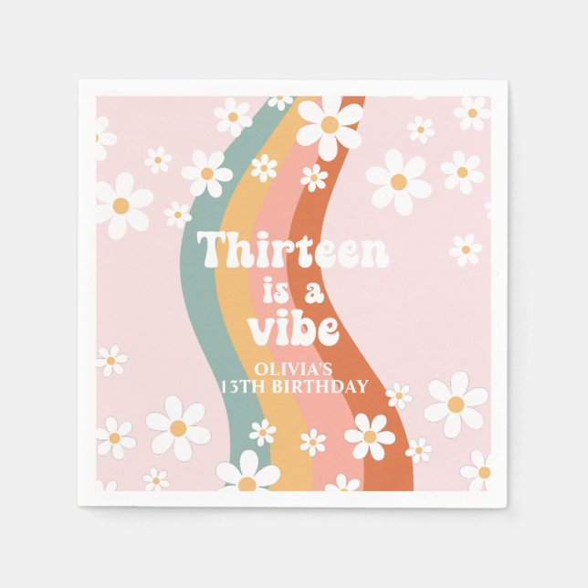 Guardanapo De Papel O Arco-Íris Treze é um Aniversário de 13 Vibe (Frente)