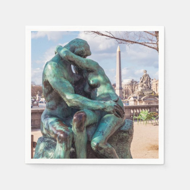 Guardanapo De Papel O Beijo de Auguste Rodin, nas Tuilarias, Paris (Frente)