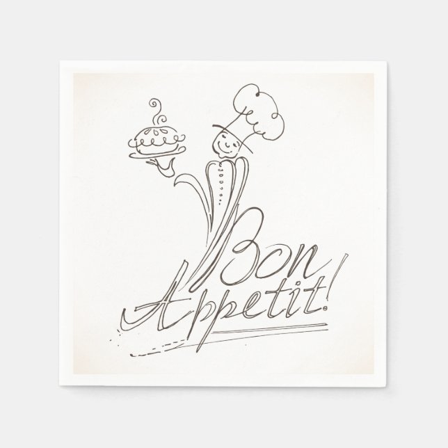 Guardanapo De Papel O Bom Chef diz Bon Appetit! (Frente)