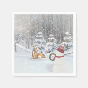 Guardanapo De Papel o boneco de neve com Natal envolve-se para cervos