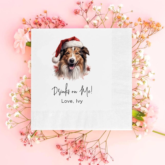 Guardanapo De Papel O Cachorro Collie De Natal Bebe Em Mim (Criador carregado)