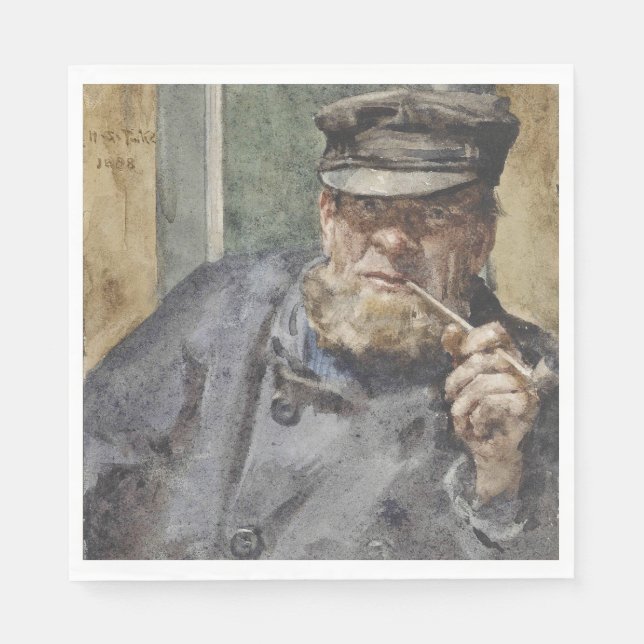 Guardanapo De Papel O Cão do Mar Antigo (por Henry Scott Tuke) (Frente)