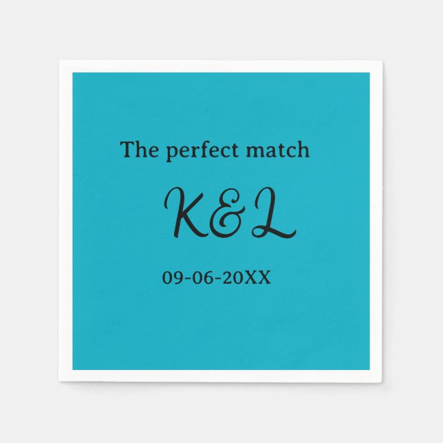 Guardanapo De Papel O casal perfeito nome letra data azul sim (Frente)