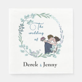 Guardanapo De Papel O casamento de amantes azuis