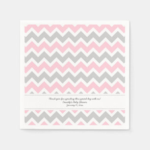 Guardanapo De Papel O chá de fraldas cinzento cor-de-rosa de Chevron