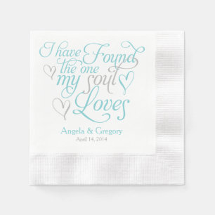 Guardanapo De Papel O cinza de turquesa minha alma ama o casamento do