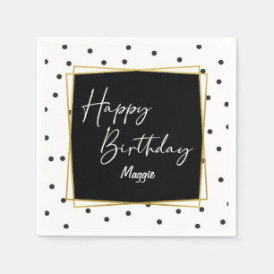 Guardanapo De Papel O confete preto e branco pontilha o aniversário