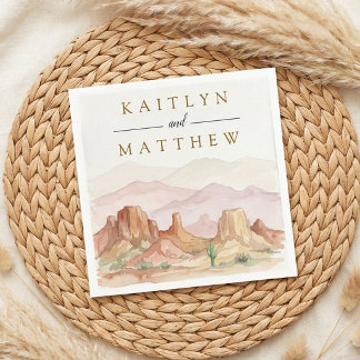 Guardanapo De Papel O Conjunto de Casamento Watercolor Desert Range -