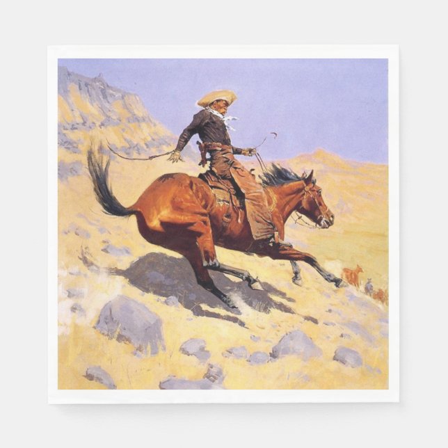 Guardanapo De Papel O Cowboy (por Frederic Remington) (Frente)