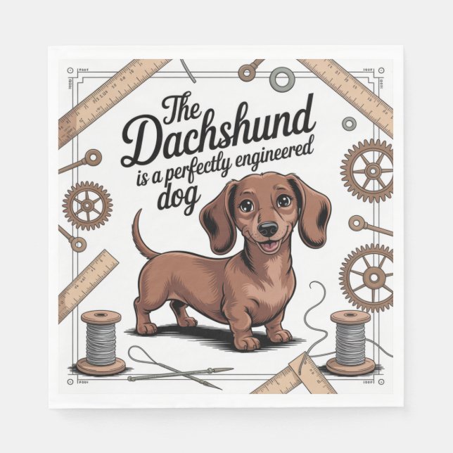 Guardanapo De Papel O Dachshund É Um Cão Perfeitamente Engenhoso (Frente)