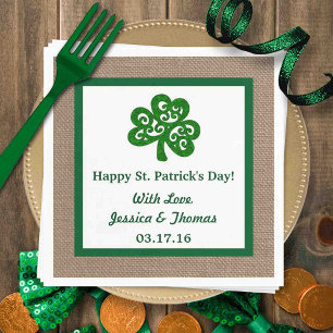 Guardanapo De Papel O dia verde de St Patrick do trevo & da