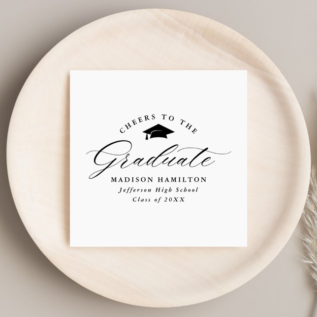 Guardanapo De Papel O Elegante Black Script aplaude o Formando (Criador carregado)
