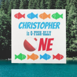 Guardanapo De Papel O-Fish-Ally Um primeiro aniversario De Pesca