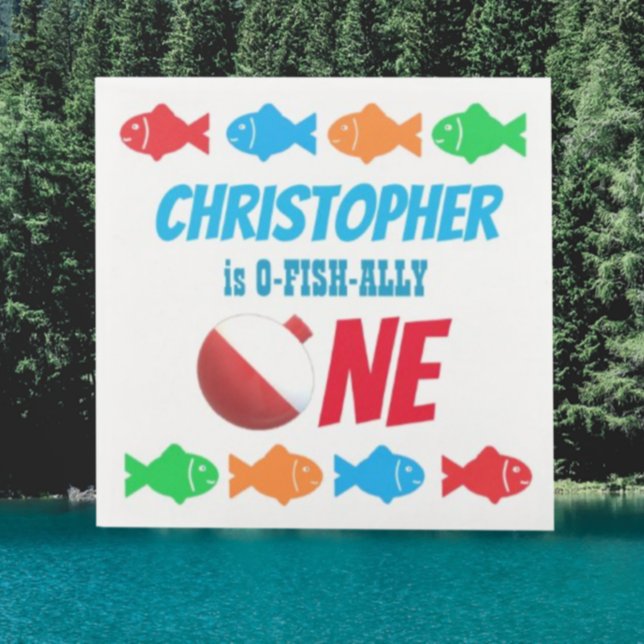 Guardanapo De Papel O-Fish-Ally Um primeiro aniversario De Pesca (Criador carregado)