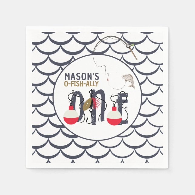 Guardanapo De Papel O-Fish-ally Uma Festa de aniversário de pesca (Frente)