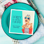 Guardanapo De Papel O Funny Quarty é o novo aniversário de 40 anos de<br><div class="desc">Apresenta uma festa de aniversário incrivelmente engraçada e única para uma mulher merecedora celebrando seu aniversário de 40 anos com este design de papel do Partido aniversário de 40 anos de retro-glam. A design apresenta uma na moda gatinha em óculos de sol listrados e turbante de cabelo com um saco...</div>