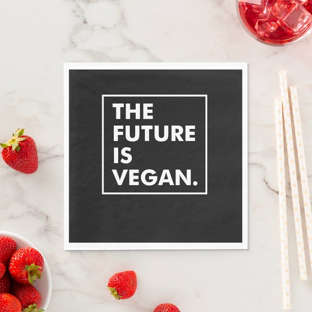 Guardanapo De Papel O Futuro É Vegano Tipografia Preto e Branco (Criador carregado)