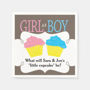 Guardanapo De Papel O género cor-de-rosa ou azul de pouco cupcake