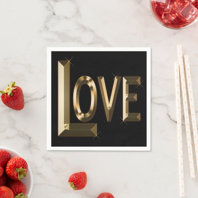 Guardanapo De Papel O Grande Amor É A Palavra Dourada,  (Insitu)