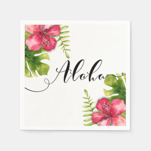 Guardanapo De Papel O hibiscus tropical branco sae do casamento chique
