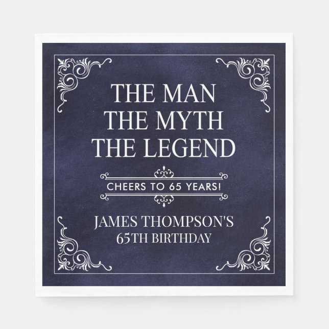 Guardanapo De Papel O Homem O Mito A Lenda 65º Aniversário Azul (Frente)