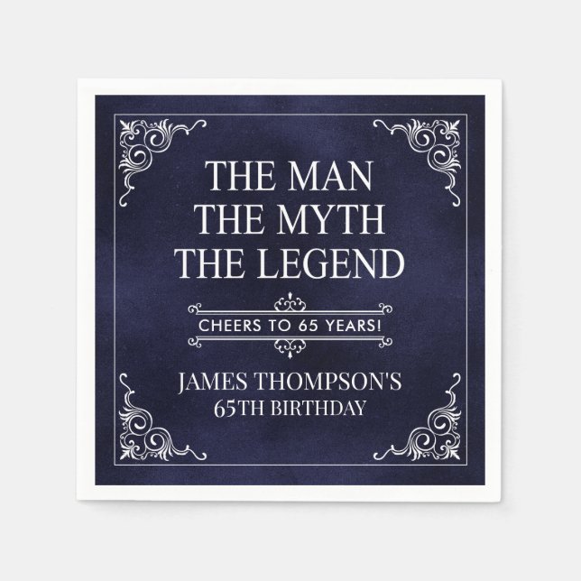 Guardanapo De Papel O Homem O Mito A Lenda 65º Aniversário Azul (Frente)