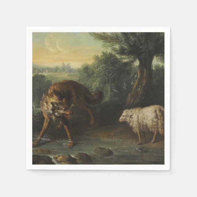 Guardanapo De Papel O Lobo e o Lamb (por Jean-Baptiste Oudry) (Frente)
