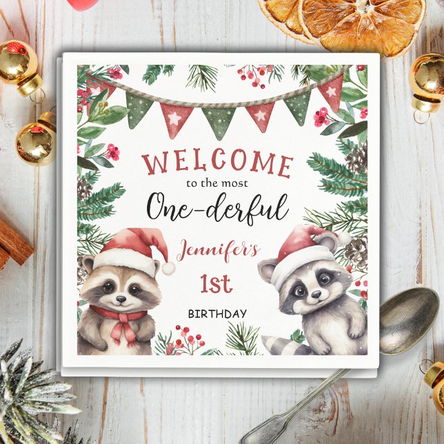 Guardanapo De Papel O MAIOR | primeiro aniversario de Natal Raccoon (Criador carregado)
